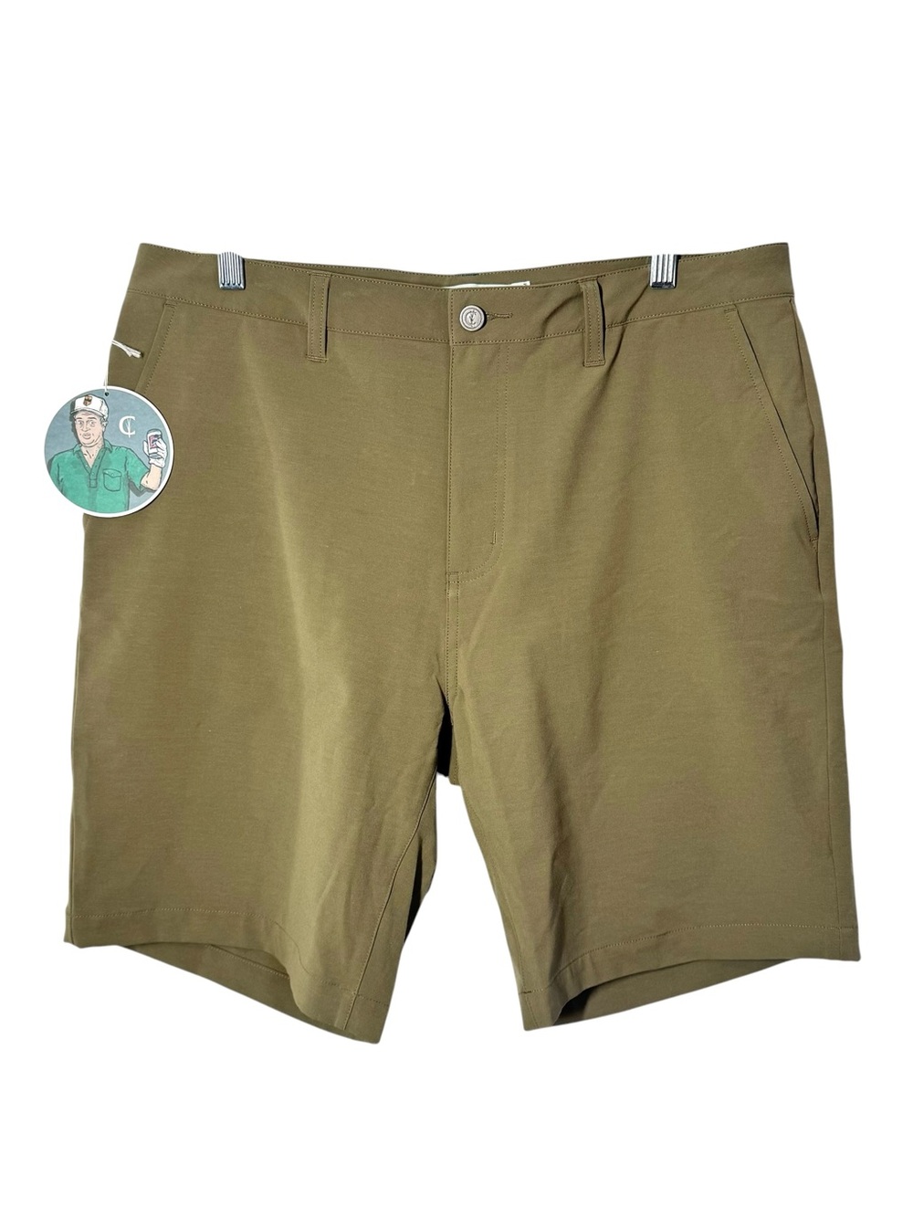 Criquet Shorts Mens 34 Green Anytime Lightweight Perfomance Chino Preppy NWT